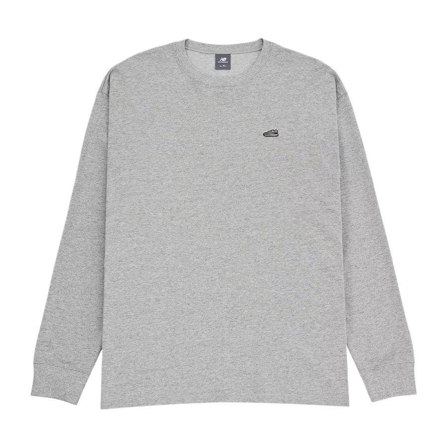 New Balance New Balance T Shirts Men's Gray Crew Neck Moderate Straight Fit