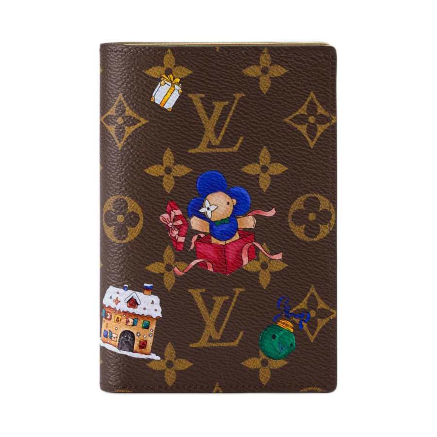 LOUIS VUITTON Coated Canvas Passport Holder Women's Brown