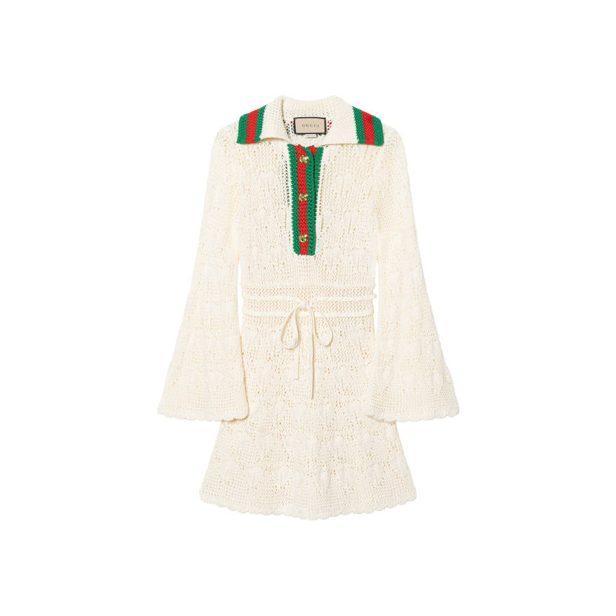 GUCCI Long Sleeved Dress Women's Ivory White