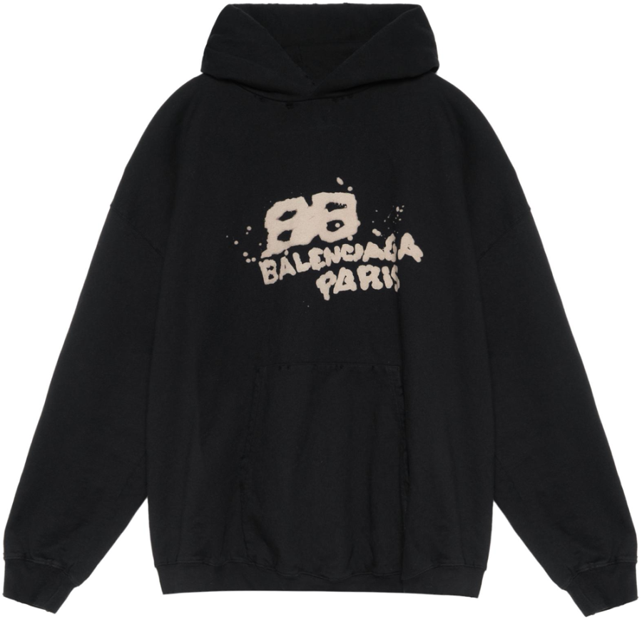 Balenciaga graffiti-logo cotton hoodie