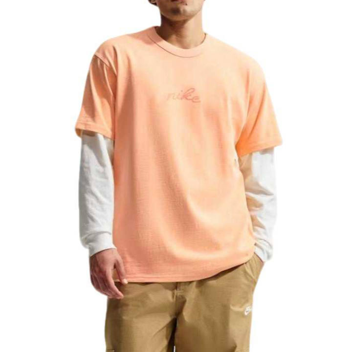 Nike Nike Sportswear T Shirts Men's Orange Chalk Crew Neck Moderate