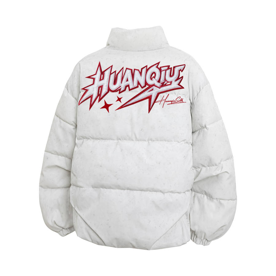 HUANQIU Puffer Jackets Unisex Stand Collar Moderate Padded Puffer Jacket