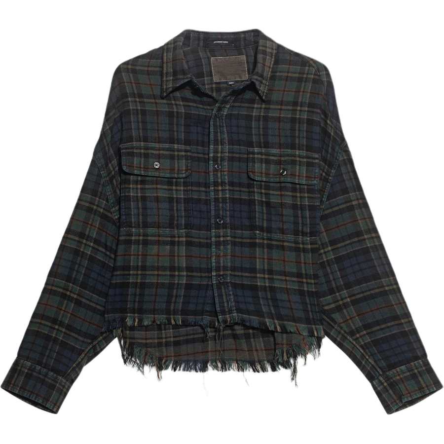 R13 R13 frayed plaid shirt