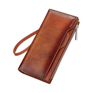 WilliamPOLO Cow Leather Wallet Men's Yellow Brown/Blue Gray/Dark Coffee