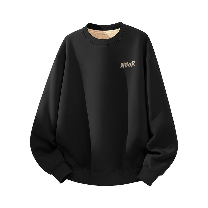 Tonlion Sweatshirts Unisex Crew Neck Thickened Regular