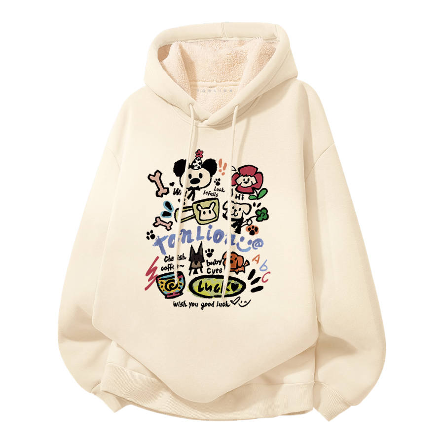 Tonlion Sweatshirts Unisex Hooded Thickened Regular