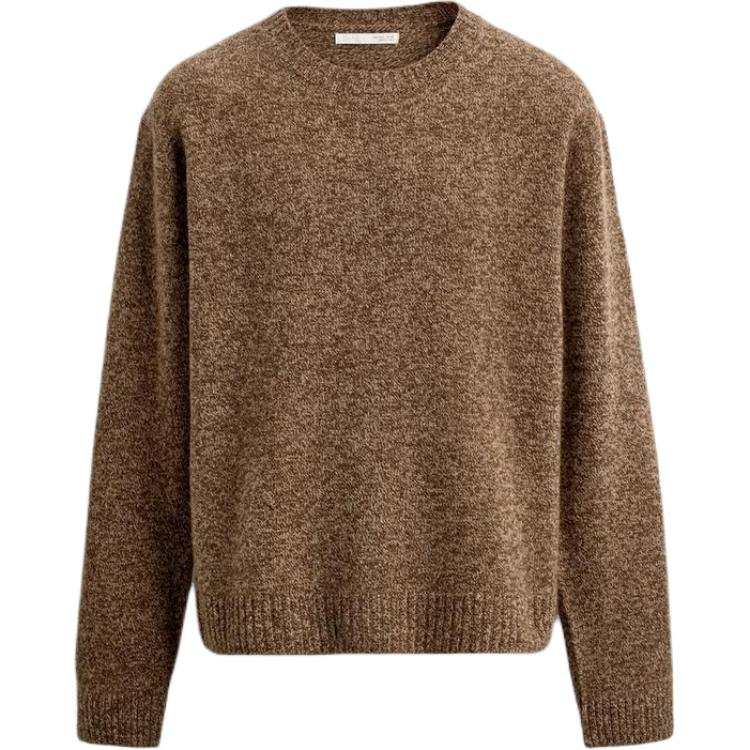 ZARA ZARA Sweaters Men's Brown Crew Neck Moderate