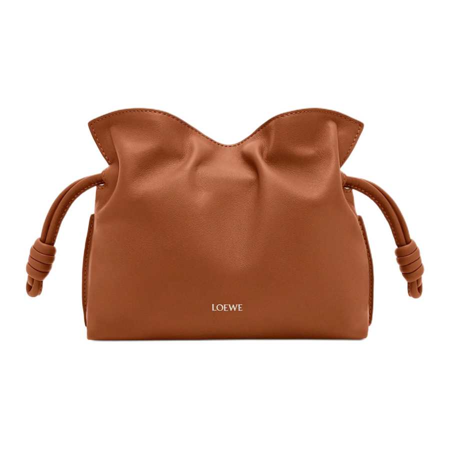 LOEWE Flamenco Napa Calf Leather Clutch Mini Women's Squirrel Brown