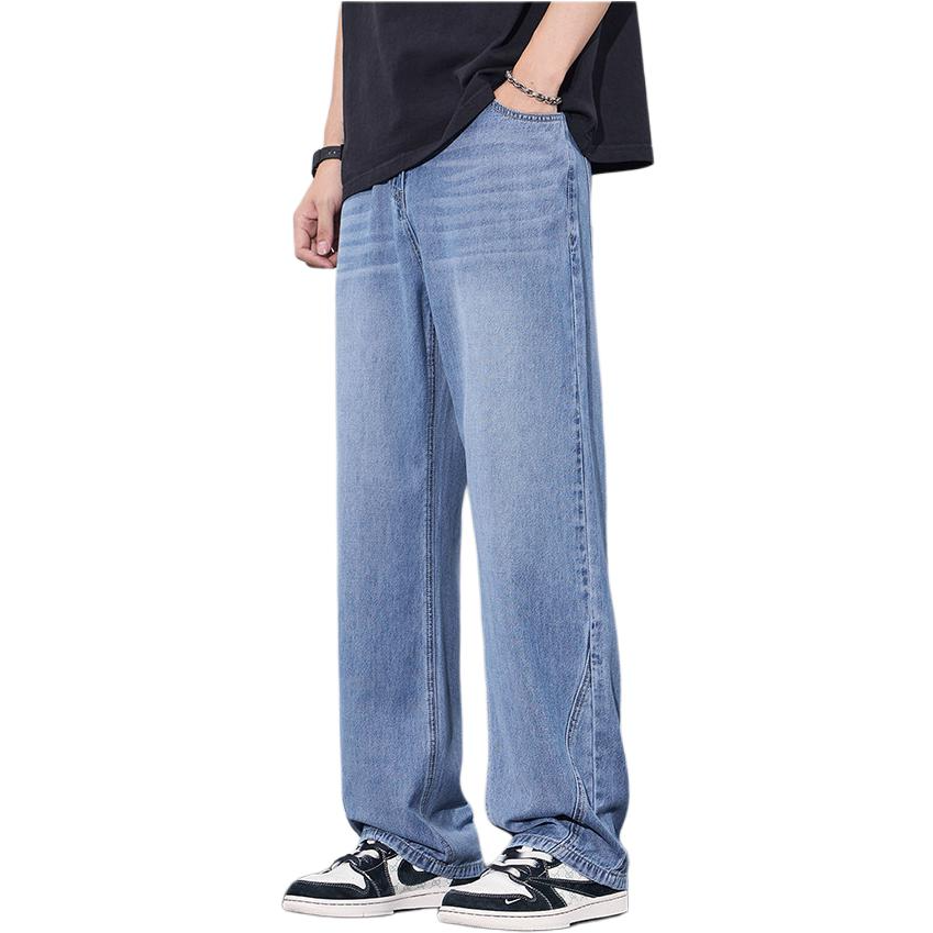 Tonlion Jeans Unisex Light Blue Moderate Straight Fit Pants