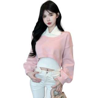 VENICEW Casual Suits Women's Crew Neck Thickened Short