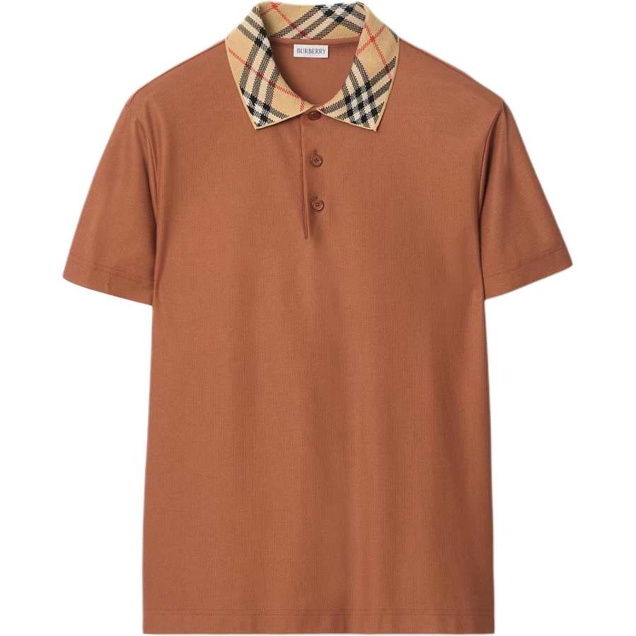 Burberry Checked Collar Short-Sleeved Polo Shirt