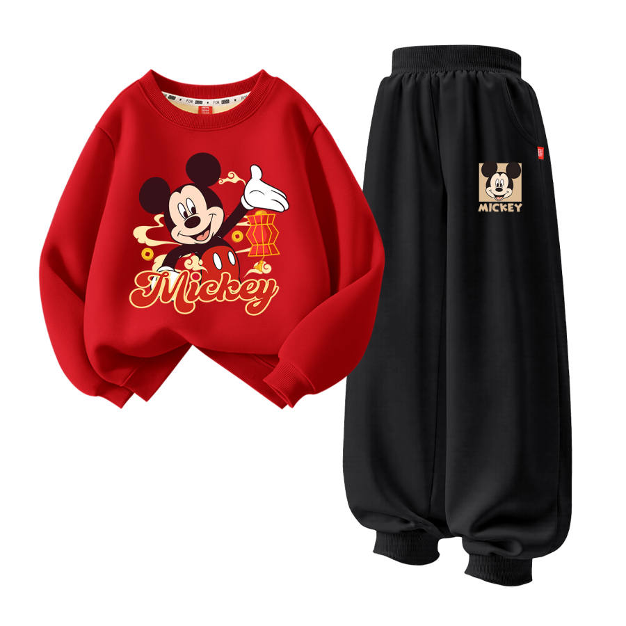 Disney Kids Casual Sportswear Crew Neck Thickened And Fleece Lined