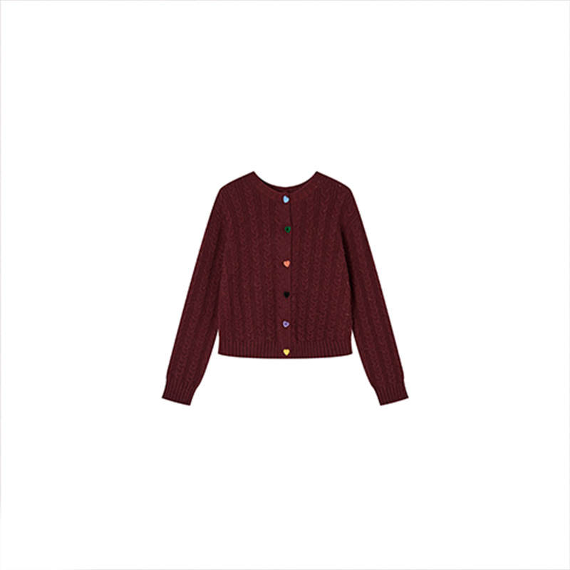 XIANGYING Knitwear Women's Crew Neck Moderate Cardigan