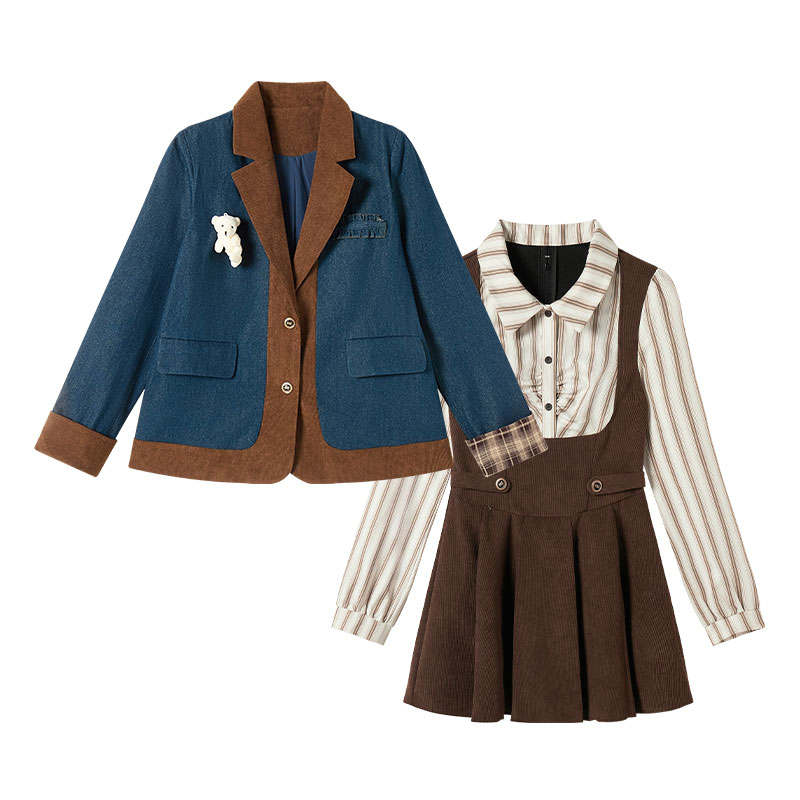 FABRIC PIG Two Piece Skirt Sets Women's Shirt Collar Moderate Mid Length