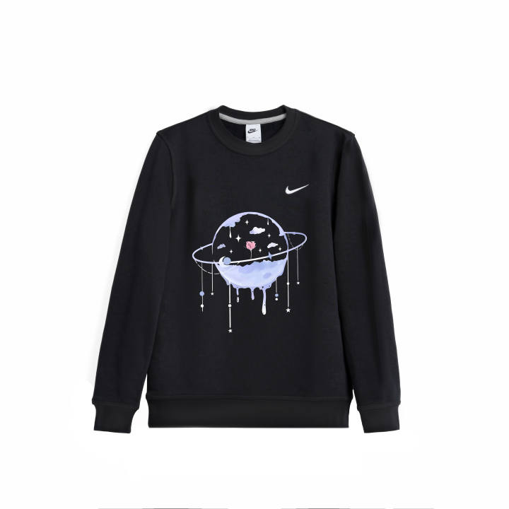 Nike Nike Sportswear Fleece Lined Ice Cream Planet Long Sleeved Graffiti Cartoon Animal Pattern Genderless Thickened