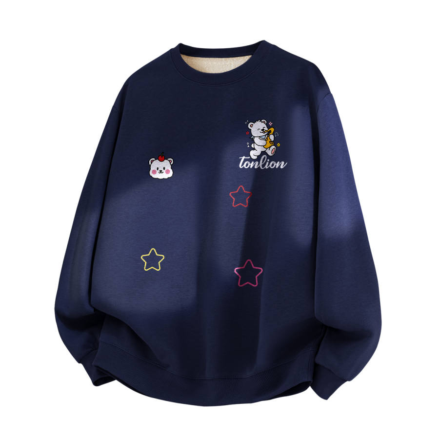 Tonlion Sweatshirts Unisex Crew Neck Thickened Heavyweight