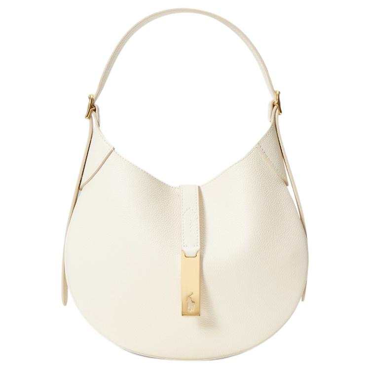 Polo Ralph Lauren Polo ID Cow Leather Shoulder Bag Small Women's Ivory