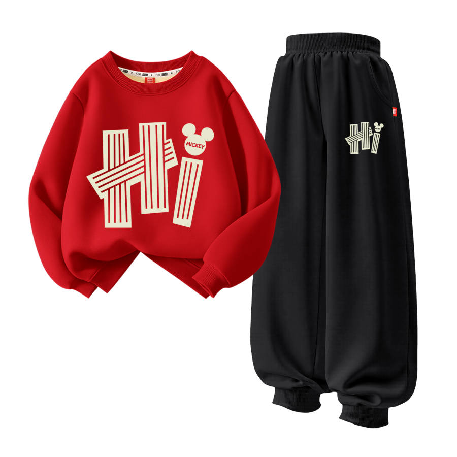 Disney Kids Casual Sportswear Crew Neck Thickened And Fleece Lined