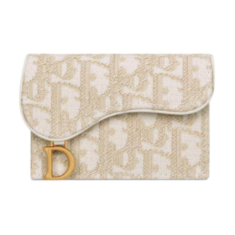 DIOR Bloom Cotton With Cow Leather Card Holder Regular Women's Gold