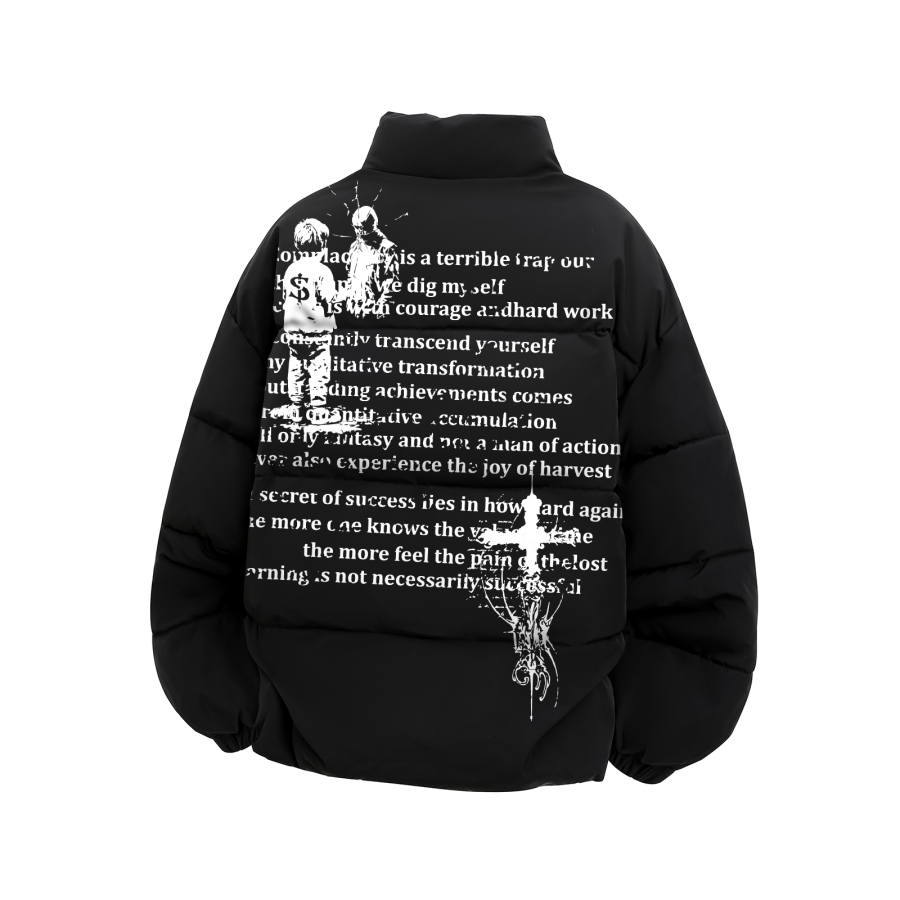 HUANQIU Puffer Jackets Unisex Stand Collar Moderate Padded Puffer Jacket