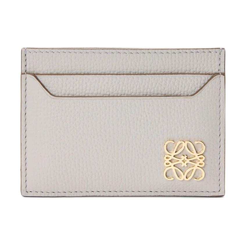 LOEWE Anagram Cow Leather Card Holder Unisex Light Gray