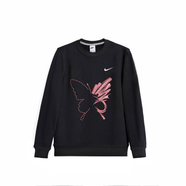 Nike Nike Sportswear Fleece Lined Line Butterfly Long Sleeved Graffiti Cartoon Animal Pattern Genderless Sweatshirt Unisex