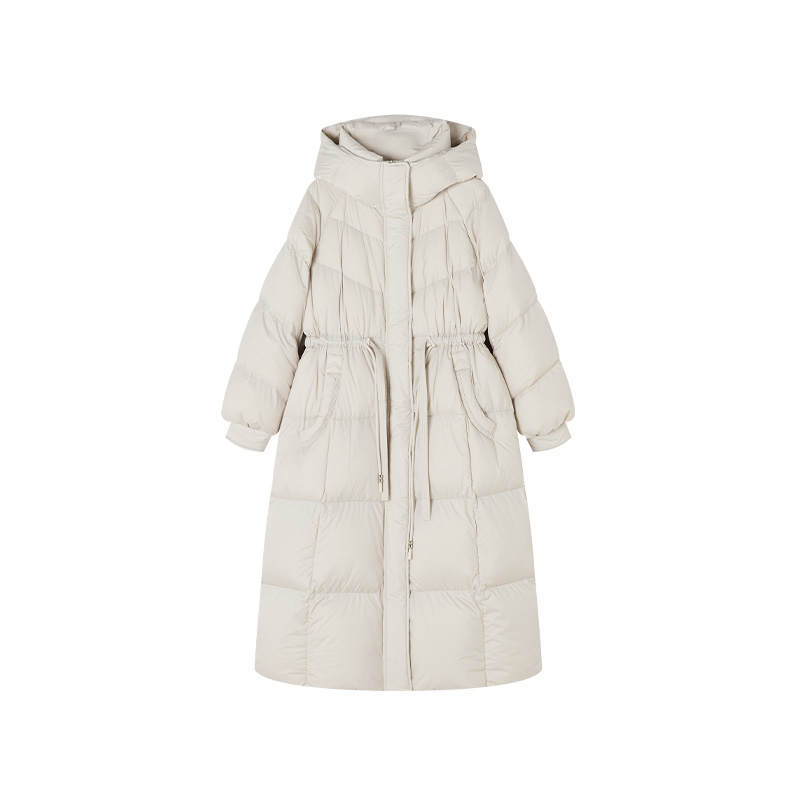 XIANGYING Down Jackets Women's Apricot Hooded Thickened Puffer Jacket