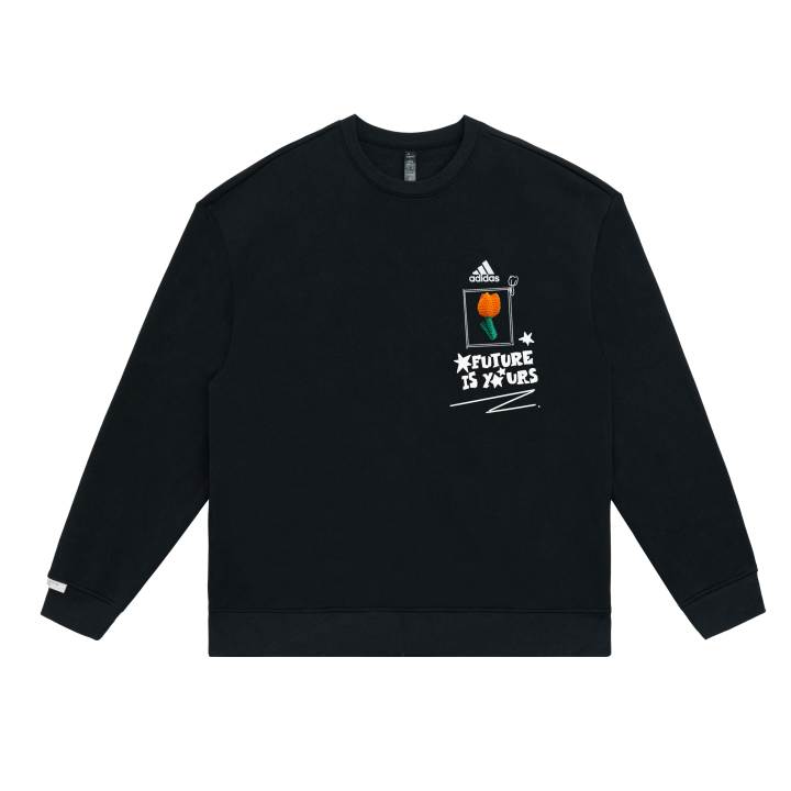 Adidas Adidas LABEL Sweatshirts Unisex Black Crew Neck Moderate Regular