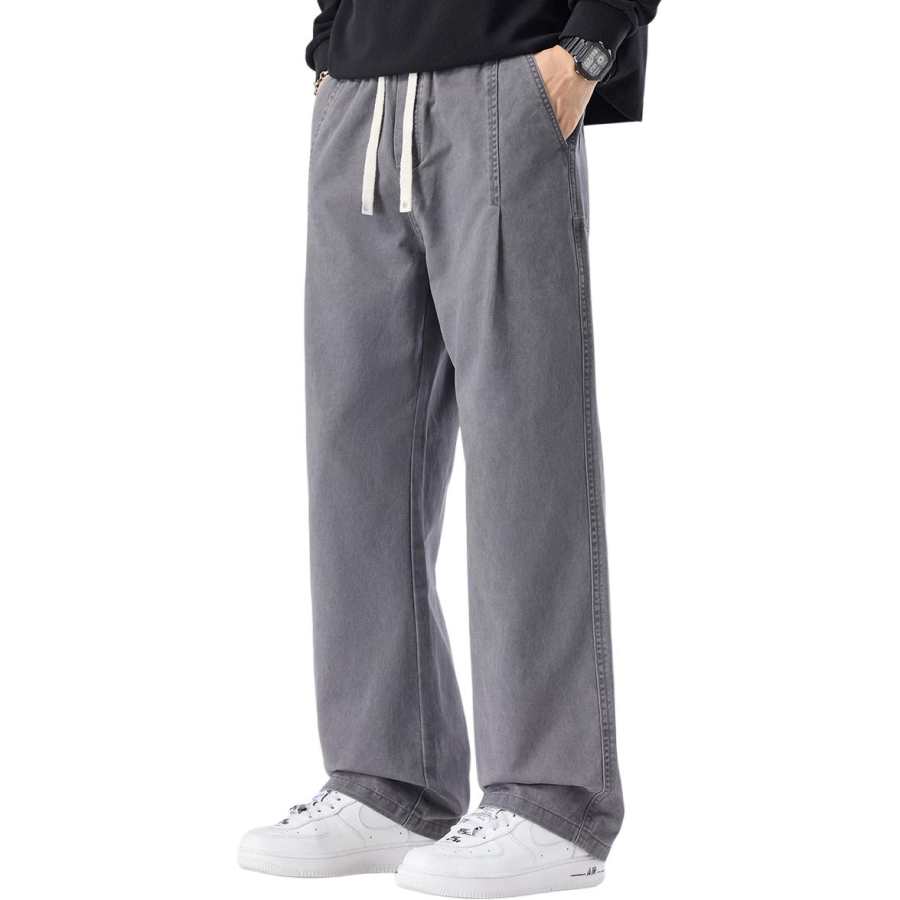 Tonlion Casual Pants Unisex Moderate Straight Fit Pants
