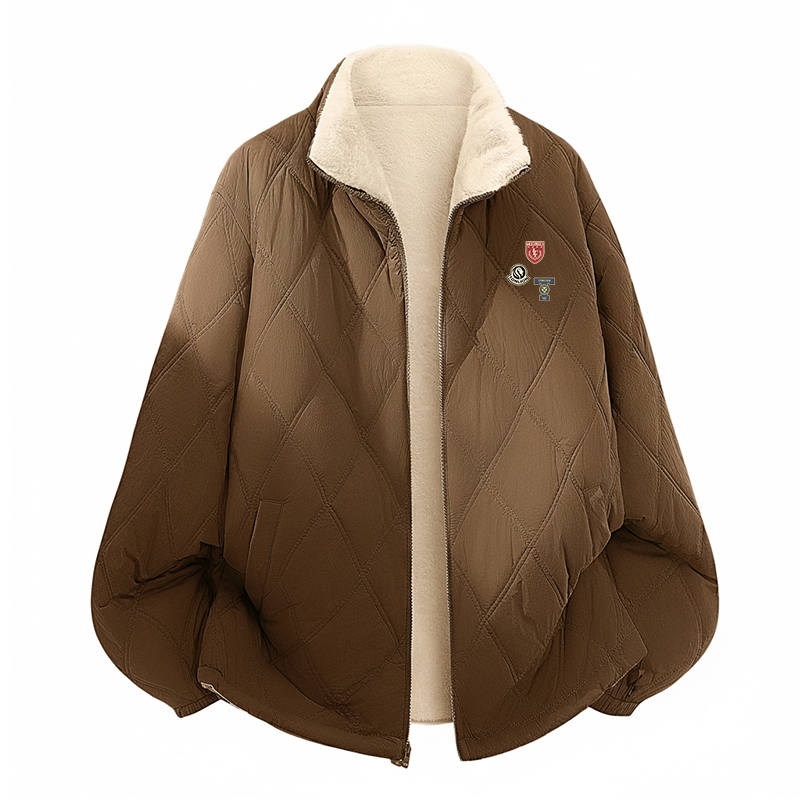 Tonlion Puffer Jackets Unisex Stand Collar Fleece Lined Puffer Jacket