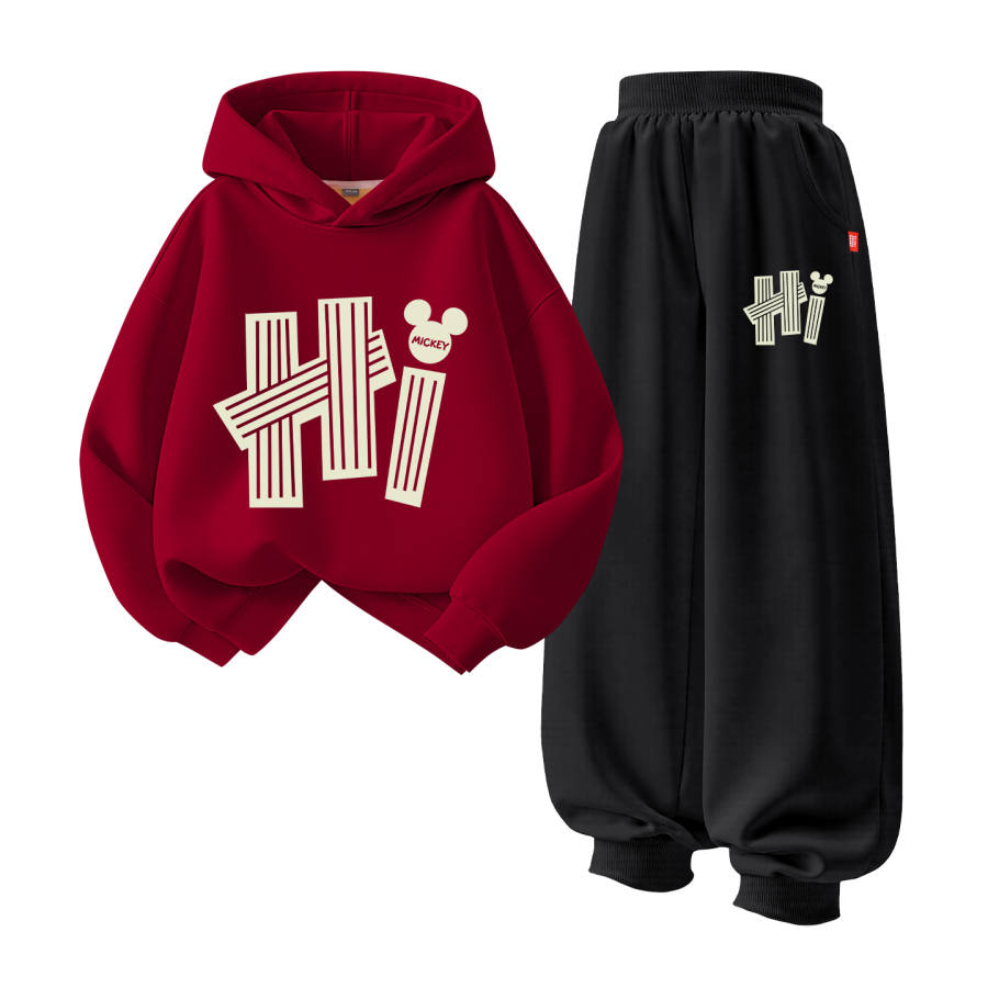 Disney Casual Sportswear Basic Fleece Lined Hooded Lambswool Sweatpants For New Year's Visit Kids'