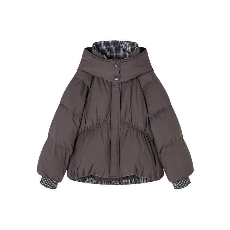 XIANGYING Down Jackets Women's Coffee Moderate Puffer Jacket