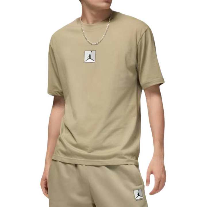 Jordan Jordan Brooklyn T Shirts Men's Medium Khaki Crew Neck Moderate