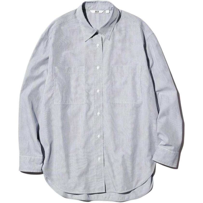 UNIQLO Shirts Women's Smoke Gray Lapel Moderate
