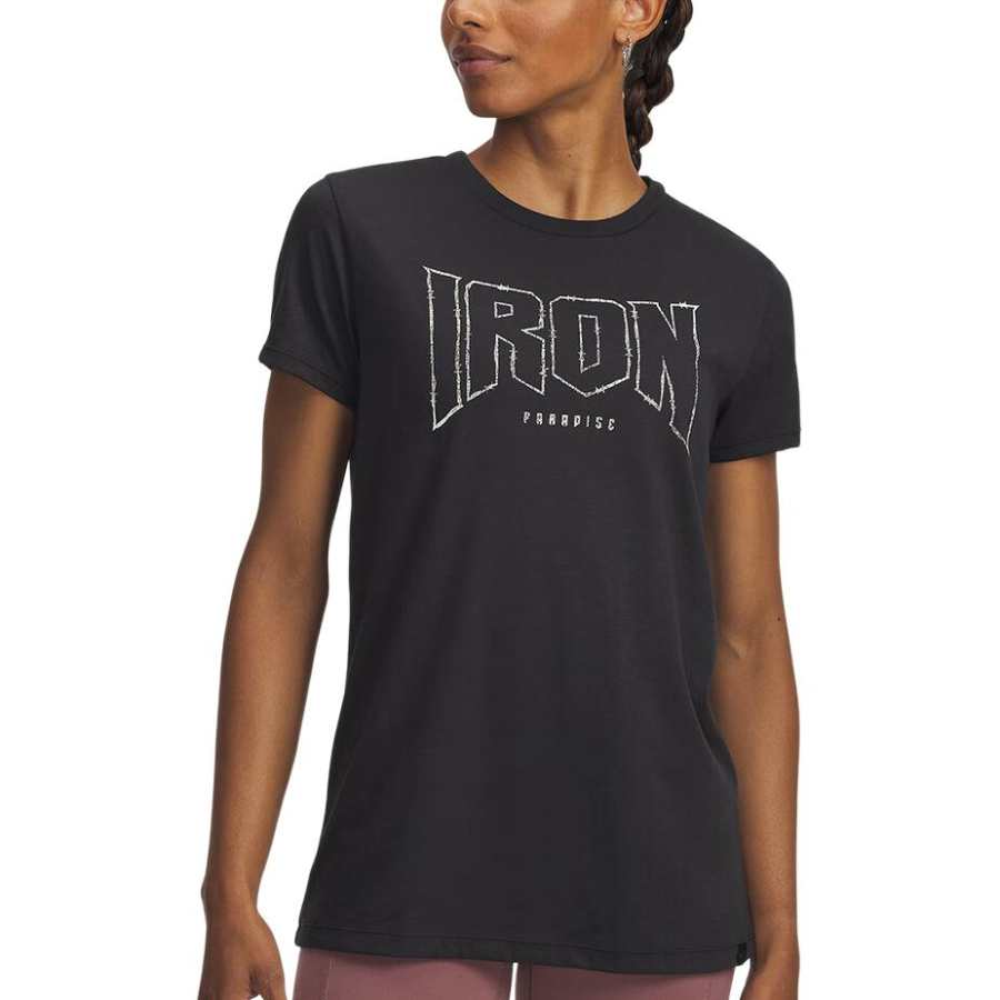 Under Armour T Shirts Women's Black Crew Neck Moderate