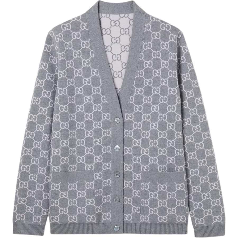GUCCI Reversible Gg Fine Wool Jacquard Cardigan