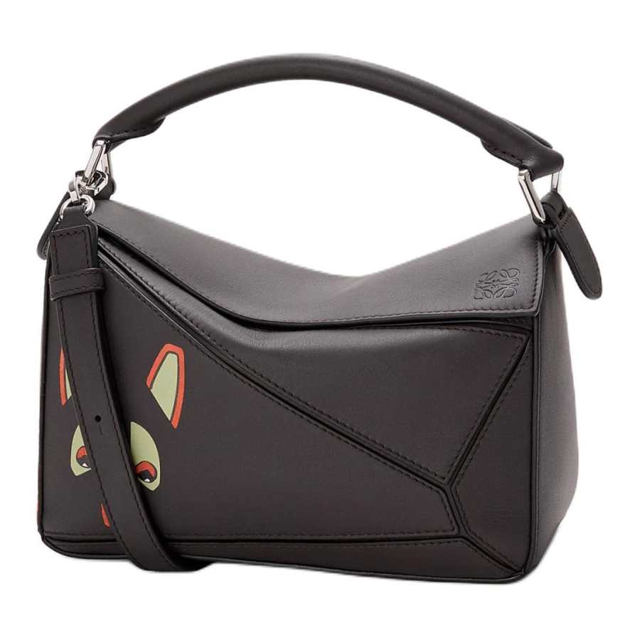 LOEWE PuzzleAnagram Cow Leather Handbag Small Women's Dark Taupe Umber