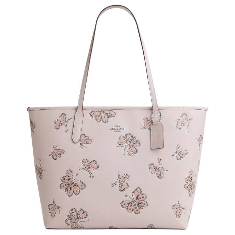 COACH City Pebble Leather Shoulder Bag Large Women's Flesh