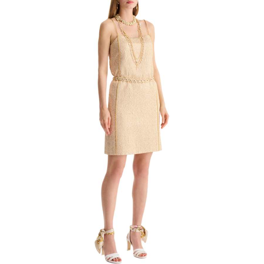 CHANEL Slip Dresses Women's Gold Moderate Short