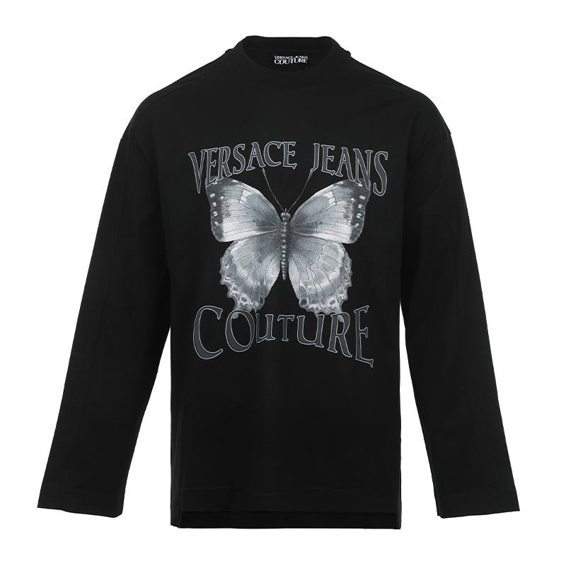 VERSACE JEANS COUTURE Crew Neck Short Sleeved T Shirts Men's Black