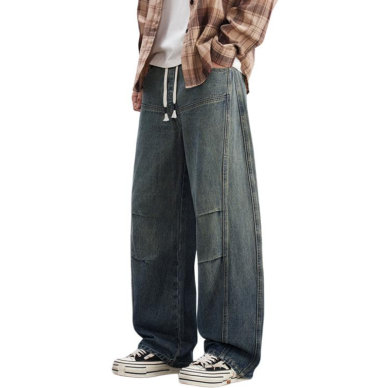 Tonlion Jeans Unisex Blue Moderate Wide Leg Pants