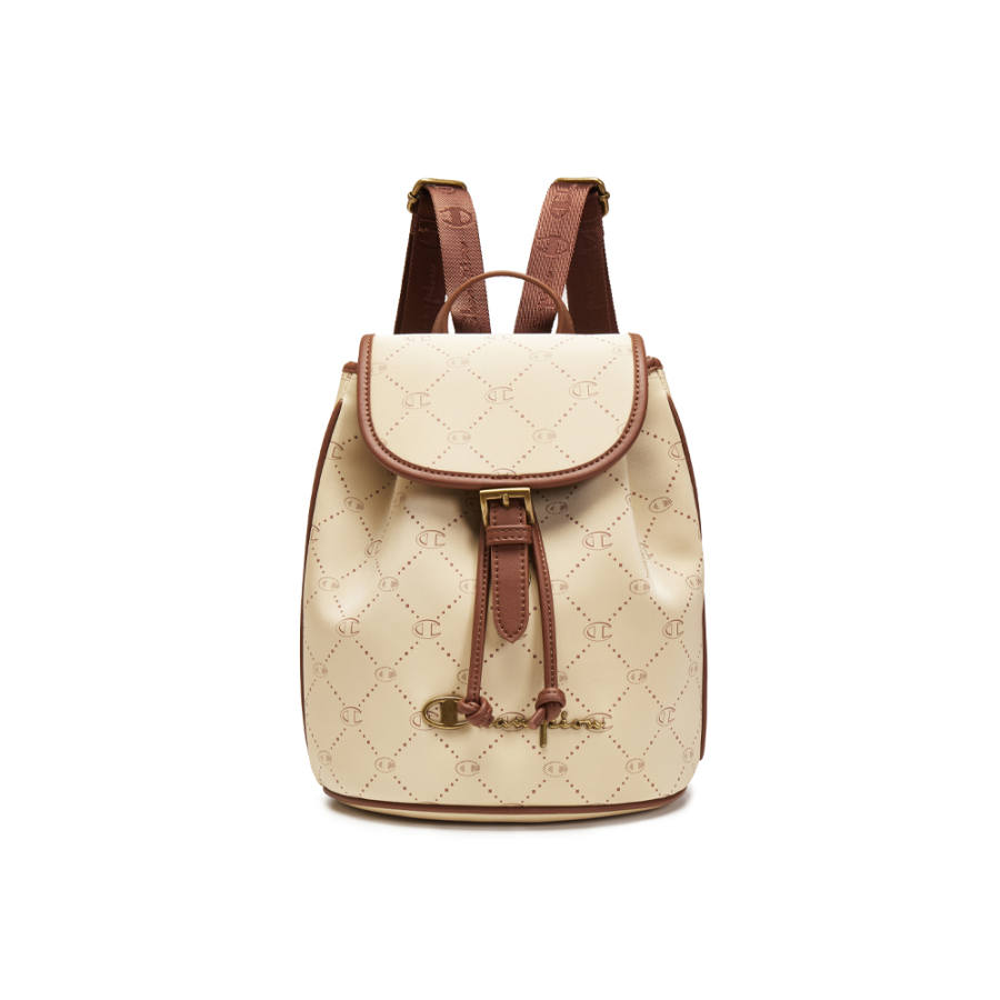 Champion Artificial Leather Backpack Regular Unisex Sesame Brown/Champion Black/Light Blue Denim