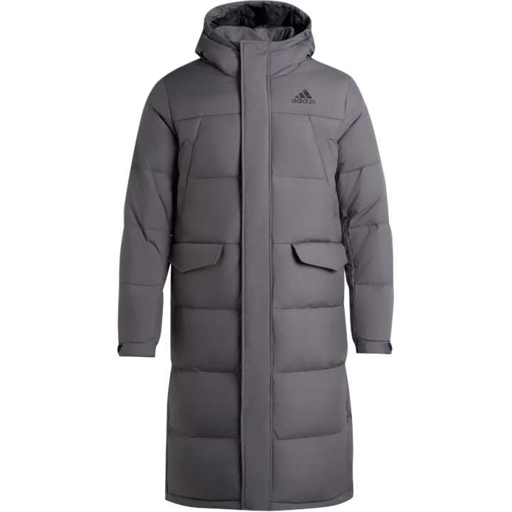 Adidas Adidas LONG DOWN Jackets Unisex Charcoal Gray Hooded Moderate Down Jacket