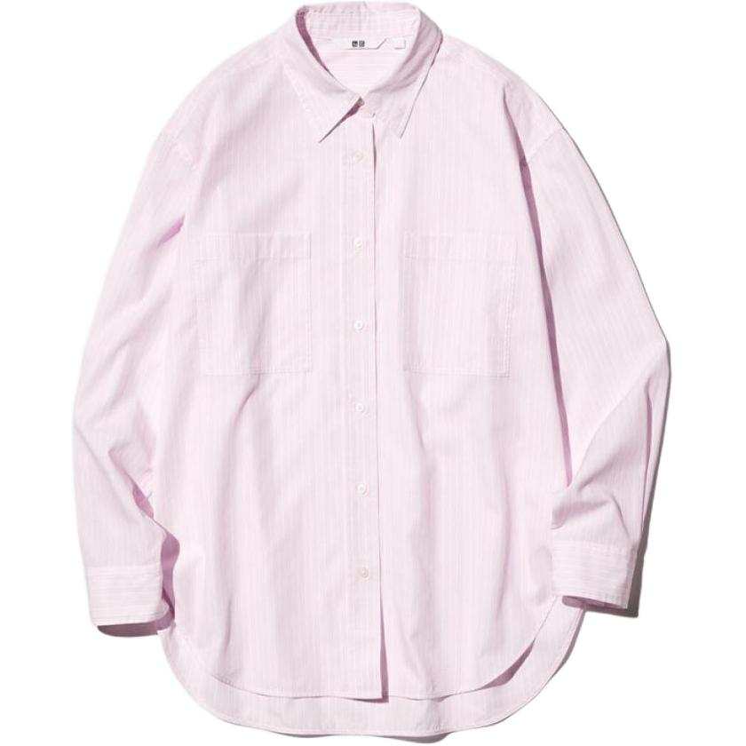 UNIQLO Shirts Women's Pastel Pink Lapel Moderate