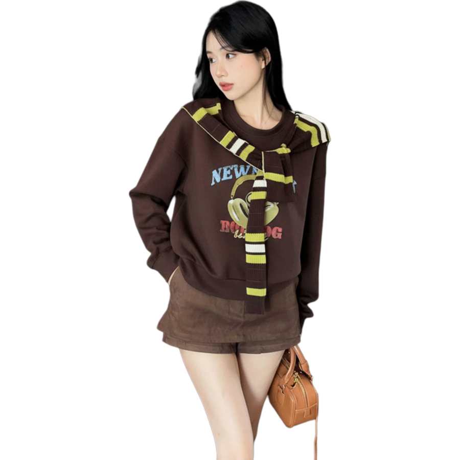 VENICEW Sweatshirts Women's Crew Neck Moderate Regular