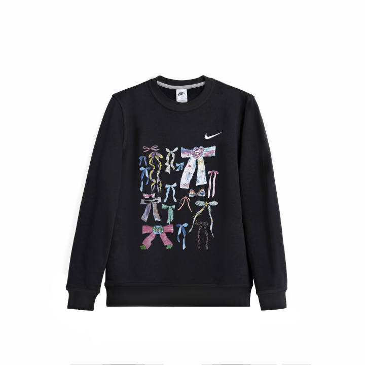 Nike Nike Sportswear Fleece Lined Lucky Bowknot Long Sleeved Graffiti Animal Pattern Cartoon Thickened Sweatshirt Unisex