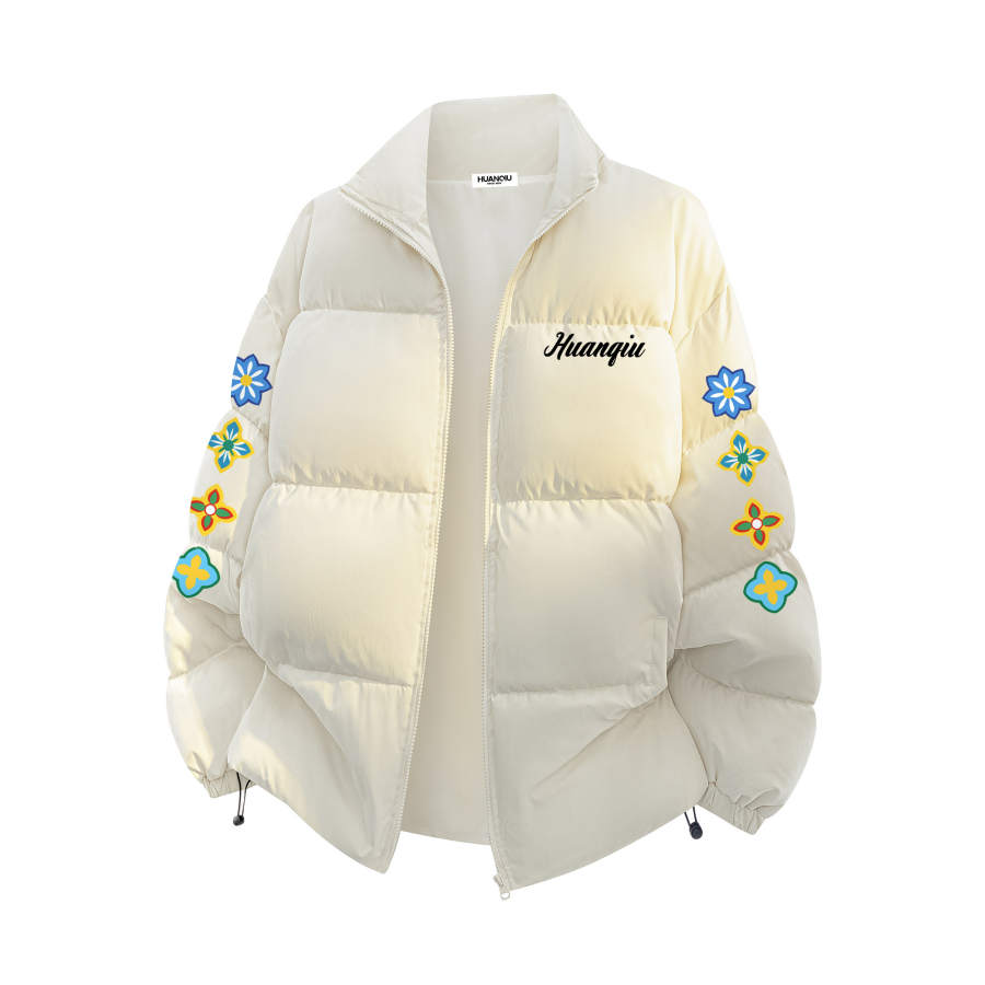 HUANQIU Puffer Jackets Unisex Stand Collar Thickened Padded Puffer Jacket