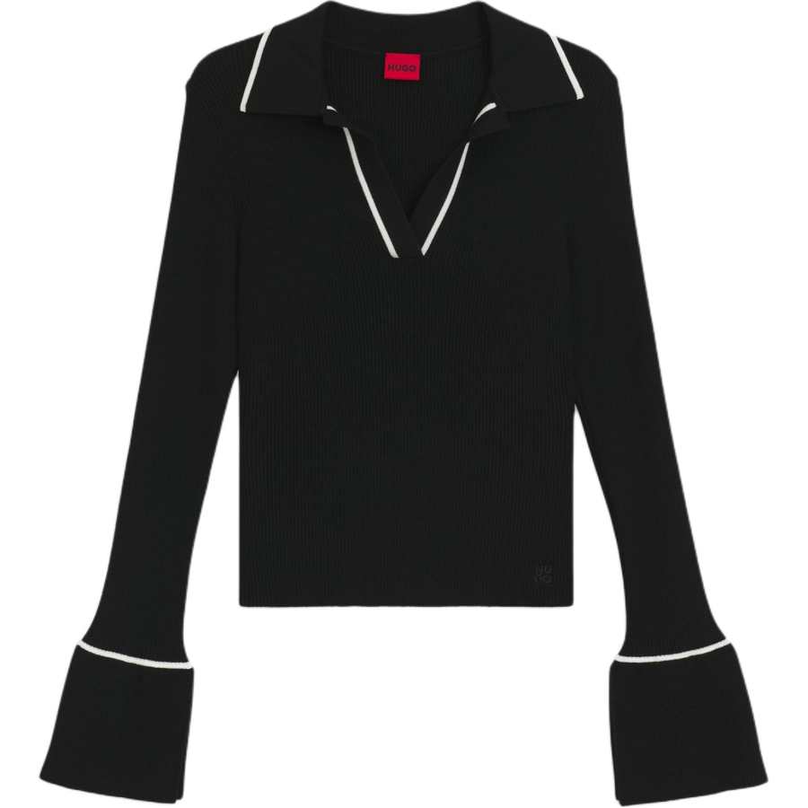 HUGO BOSS Knitwear Women's Black Polo Collar Moderate