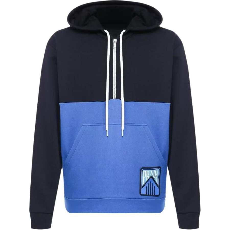 PRADA Sweatshirts Unisex Blue Black Hooded Non Detachable Moderate Other
