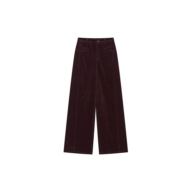 XIANGYING Casual Pants Women's Burgundy Moderate Wide Leg Pants